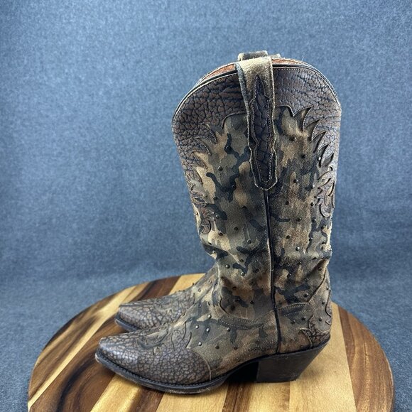 Dan Post Western Boots Womens Nvisible Retro Camo Sniptoe Brown DP3597 Sz 7.5M - Picture 4 of 10